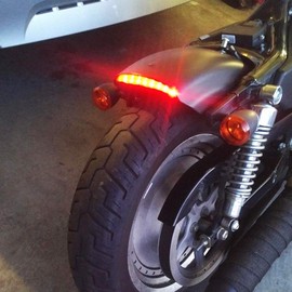 NATGIC 1PC Motorcycle Tail Light Chopped Rear Fender Edge LED Brake Light License Plate Light Stop Running Light for Har*ley Sport-ster XL 883N 1200N XL1200V XL1200X (Red Shell)