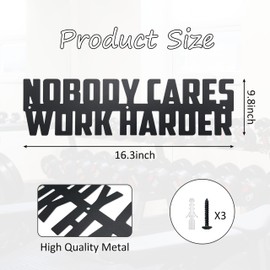 Nobody Cares Work Harder Metal Gym Motivational Wall Art For Home Gym Room Guys Dorm Office Bedroom Man Cave Wall Decor, Ideal Fitness Gifts For Son, Friends, Colleagues