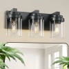 Matte Black 3-Light Bathroom Vanity Light Clear Glass Shade with