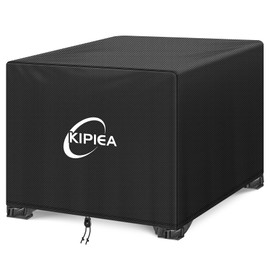 Kipiea Outdoor Square Fire Pit Covers Heavy Duty - 100% Waterproof Fabric with 4 Buckles for 22-44" Fire Pit Table