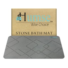 Humse Stone Bath Mat, Diatomaceous Earth Non-Slip Mat – Super Absorbent Stone Mats for Bathroom and Kitchen Floor – Quick Drying, Easy to Clean Bath Stone Mat – Elegant Modern Design (Dark Gray)
