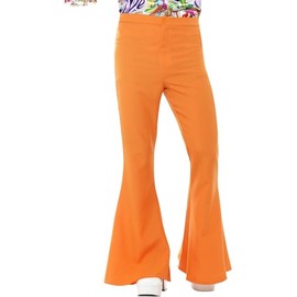 Smiffys Flared Trousers, Mens, Orange, 1960's Groovy Fancy Dress, 1960s Dress Up Costumes
