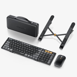 ProtoArc XKM01 CaseUp Foldable Keyboard Mouse Combo, Portable Bluetooth Keyboard Mouse with Laptop Stand,Compatible with Laptop PC MacBook Windows Mac OS
