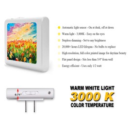 Plug in Dimmable LED Night Light with Dusk to Dawn Auto Sensor, Adjustable Brightness, Warm Light, Auto On-Off Nightlight for Bathroom, Hallway, Nursery, Bedrooms - Field of Lilies