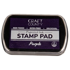 Craft County Pigment Ink Stamp Pad – Refillable Ink Pad in 15+ Colors – Raised Edges for Larger Stamps – Purple