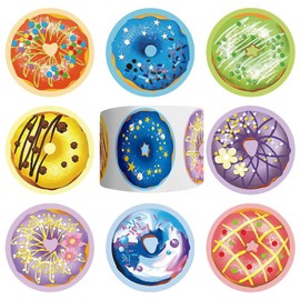 1000PCS Donut Stickers for Kids, 1 Inch 16 Styles Cute Round Teacher Reward Encouragement Motivational Sticker Watercolor Party Sealing Labels for Kids Party Classroom Decoration
