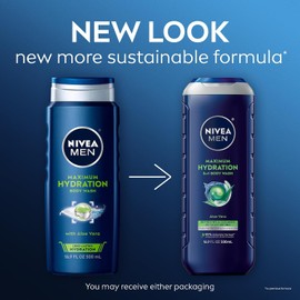NIVEA MEN Maximum Hydration 3-in-1 Body Wash with Aloe Vera, 16.9 oz Bottle (Pack of 3)