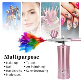 Airbrush-Kit Air Brush Kit With Airbrush Compressor Nail Charms Wireless Air Brush for Barber, Nail Art, Cake Decor, Makeup, Model Painting (Pink)