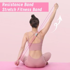 Saludea Resistance Band with Handles, Arm Figure 8 Resistance Band with Handles, Chest Expander, Yoga Gym Fitness Pulling Rope 8 Word Elastic for Arm Shoulder Stretch Strength Training (Pink)
