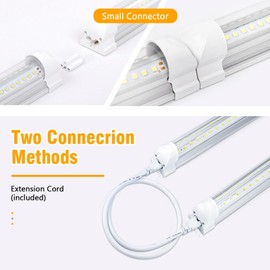 4FT LED Shop Light, 48W 6000K Integrated Fixture V Shape T8 Tube Light, Daylight White Clear Cover Hight Output, LED Shop Lights for Garage Warehouse Workshop Basement (10 Pack