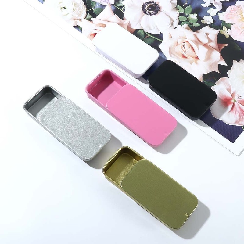 Vctitil Mini Rectangular Storage Box,Slide Top Tin Containers,Small Metal Containers,Pill