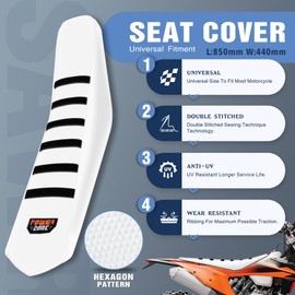 sawrain Universal White Dirt Bike Seat Cover, 6 Ribs Motorcycle Enduro Soft Dirt Pit Bike Seat Covers (Black)