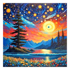 SJUTOUCI Night Sky Diamond Art Painting Kits for Adults, Landscape Diamond Art Kits for Beginners, 5D DIY Full Drill Gem Craft Art for Home Decor Gift 12x12 inch