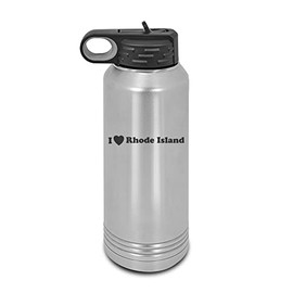 I Love Rhode Island Laser Engraved Water Bottle Customizable Polar Camel Stainless Steel with Straw - ping pong Stainless Steel 32 oz
