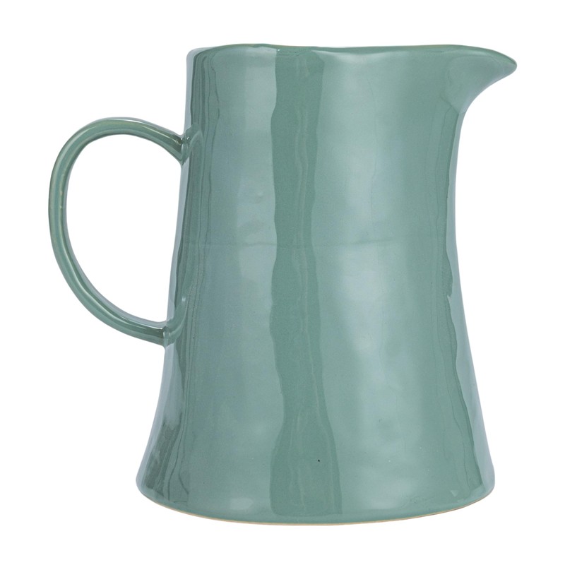 Creative Co-Op Hand-Painted Stoneware Pitcher with Wax Relief Pattern, Blue