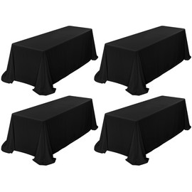 4 Pack Black Tablecloth 90 x 132 Inch, Rectangle Tablecloth for 8 Foot Table, Stain and Wrinkle Resistant Washable Polyester Table Cloth Cover for Wedding Dining Table Buffet Parties and Camping