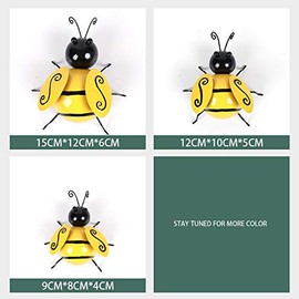 4 Pieces Metal Bee Decorations, 3D Metal Wall Decoration, Metal Bee Garden Decorations, Animals Iron Garden Figure Wall Sculpture, Insects Home Decorations, for Garden, Lawn, Home Decor, Indoor