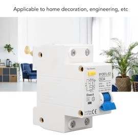 Fi Circuit Breaker AC 230 V 30 mA C63 1P+N Circuit Breaker Hat Rail Leakage Protection Overload Protection Residual Current Device FI/LS Switch Circuit Breaker