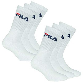 FILA 6 Pairs of Socks Terry Cloth Tennis Socks with Logo Waistband Unisex (2 x Pack of 3), White