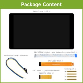 Waveshare 5inch DSI Capacitive Touch Display, Compatible with Raspberry Pi 5/4B/3B/CM3/3+/4, 720 × 1280, IPS, Optical Bonding Toughened Glass Panel, DSI Interface, 5-Point Touch
