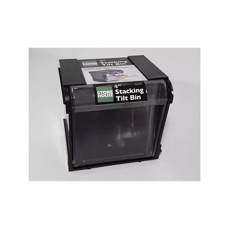 STOREHOUSE Tilt Bin Plastic Storage System Bin Black Drawer Holder