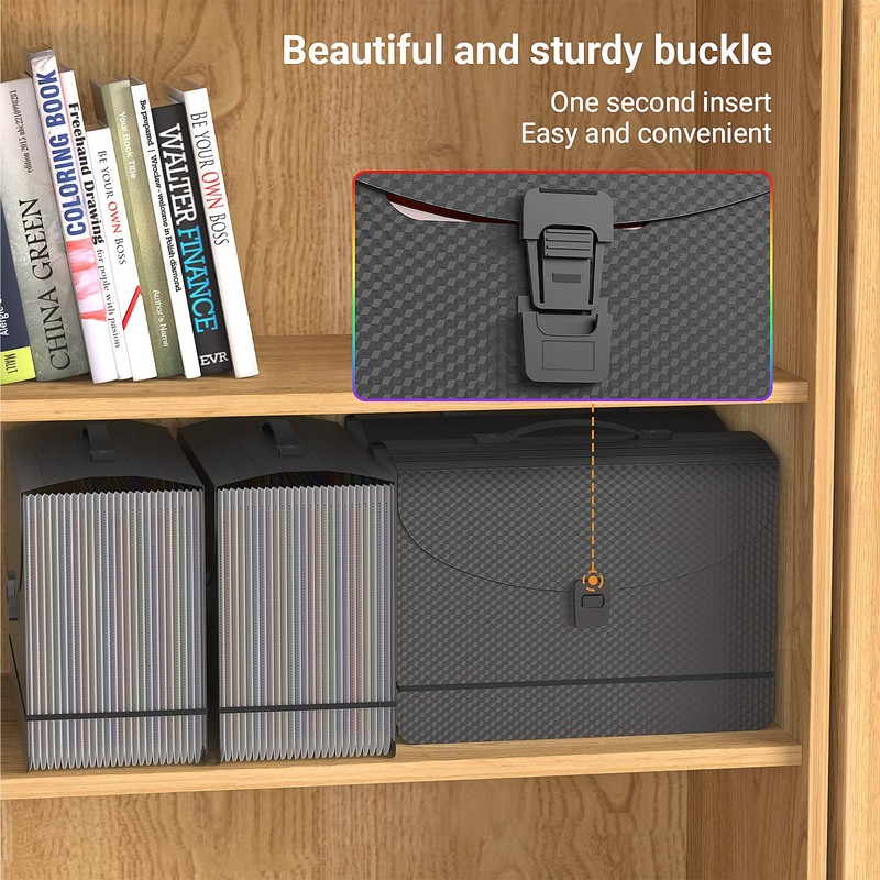 File Organiser Box Files Folder Document Organiser with Handle,25 Pockets