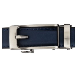 CANDOR AND CLASS Leather Ratchet Belt for Women, Trim to Fit 18"- 44" Waist, Automatic Slide Buckle, No Holes, Gift Box (W723 Gunmetal/Navy 25mm width, Small)