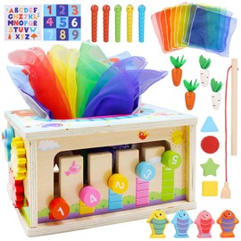 Druuzyl Montessori Toy from 1 2 3 Years Educational Toy, Motor Skills Game, Carrots Plug-In Game Wood, Boys Girls Wooden Toy Children's Toy