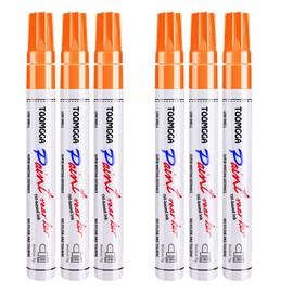 Orange Permanent Paint Pens - 6 Pack Oil Based Paint Markers, Paint Pens For Rock Painting Car Tyre Metal, Plastic, Canvas, Mugs, Wood, Glass, Quick Drying and Waterproof, Medium Point