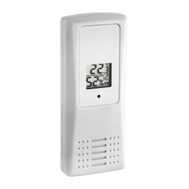 TFA Dostmann Ersatzsender mit Display, 30.3208.02, für 30.3054.10 und 30.3056.10, Thermo-Hygro-Sender, weiß, L 45 x B 20 x H 110 mm