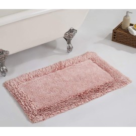 Better Trends Shaggy Border Collection is Ultra Soft, Plush and Absorbent Tufted Bath Mat Rug 100% Cotton in Vibrant Colors, 21" x 34" Rectangle, Pink