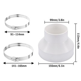Hitopin Round Pipe Adapter 150 mm to 100 mm, Pipe Reducer Adapter, Reducer Connector, 150-100 mm Reducer, for Ventilation System, Ventilation Duct