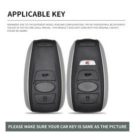 ontto Car Key fob Cover fit for Subaru BRZ STI WRX Forester Outback Impreza Crosstrek Ascent Legacy 2014-up Smart Metal Leather Key holder case shell keyring Accessories keychain 3 buttons Grey B