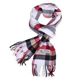 TZ Promise Men Women Tartan Plaid Check Stewart Scottish Soft Warm Winter Cashmere Feel Scarf (Classic White Plaid)