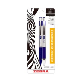 Zebra Juego De Bolígrafo Y Portaminas De Acero Inoxidable M/F 301 Punto Fino Blíster 1 Juego Color Azul.