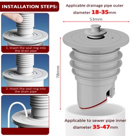 Bosmsaslad Washing Machine Drain Hose Seal, 35-40 mm Washing Machine Drain Hose Seal, Drain Hose Seal, Seal for Drain Hose with Sealing Cap