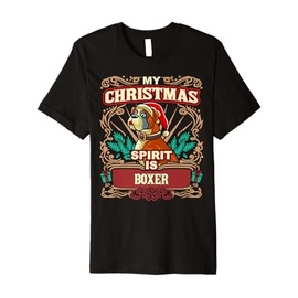 Boxer My Christmas Spirit Dog Santa Claus Elf Reindeer Premium T-Shirt