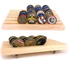 Vowmaid American Flag Solid Wood Military Challenge Coin Display Stand Coin Display Case