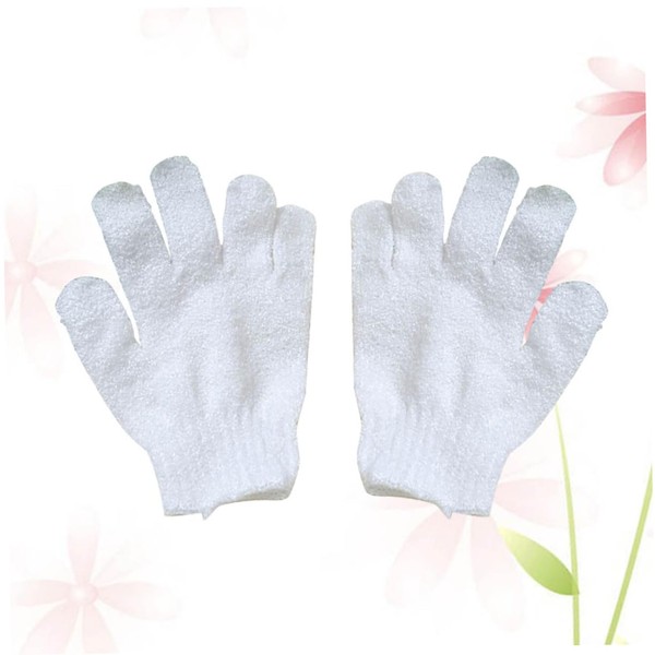 OHPHCALL 1pair Exfoliating Bath Gloves for Body Scrub Five Soft