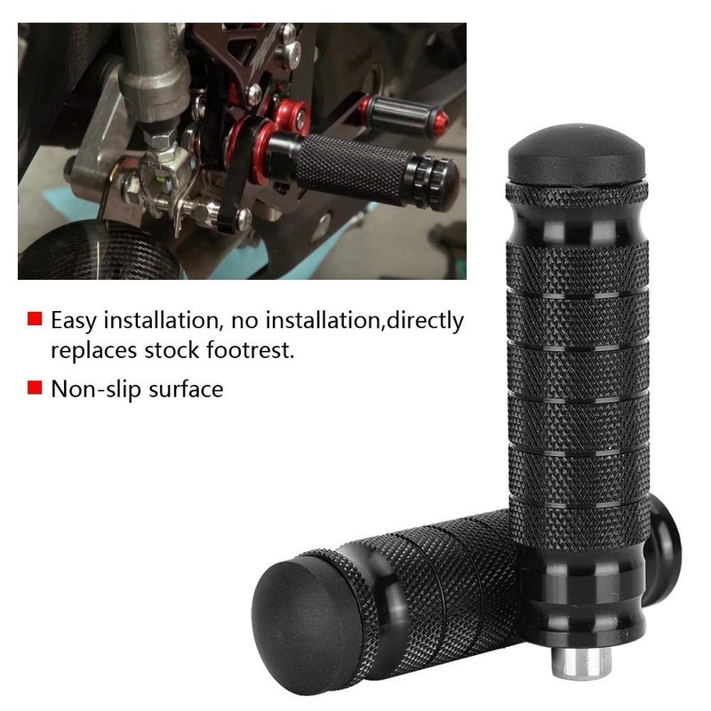 Akozon 2pcs CNC M8 Motorcycle Footrests Universal M8 Non-Slip Footrest