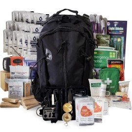 Sirius Survival 3 Person Emergency Kit / Survival Backpack for 72 Hours for Emergencies 4 Colors - Black