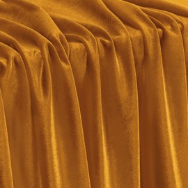KKJIAF Gold Stretch Velvet Fabric 60 Inch Wide, 1 Yard Soft Stretchy Fabric for Sewing Clothes, Apparel, Costume, Crafts - 90% Polyester 10% Spandex