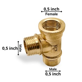 Tee Pipe Adapter 1/2" Female x 1/2" Male x1/2" Male T Adapter Brass Pipe Fitting Brass Tee Adapter 1/2x 1/2x1/2inch