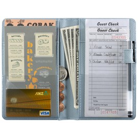 CoBak Server Book – Compact Organizer with Clear and Money Pockets, Pen Holder, Fits Apron Perfectly, Leather Waitress Book