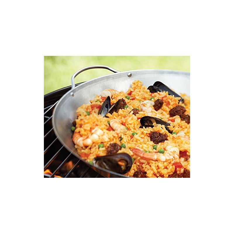 Outset Grill Paella Pan, Stainless Steel BBQ Pan With Handles