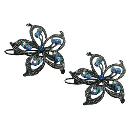 JCGY Pair of Star Flower Snap Clip Barrettes for Thin Hair Women Young GirlsWW86250-1blue