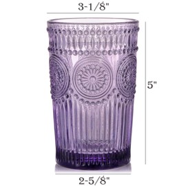 Kingrol 6 Pack 12 Ounces Vintage Water Glasses, Romantic Drinking Glasses, Premium Glassware Set for Juice, Beverages, Beer, Cocktail