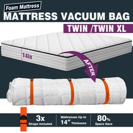 Vacuum Mattress Bag for Memory Foam and Latex with Band, Ideal for Convenient Moving, Storage and Transportation (Twin/Twin-XL)