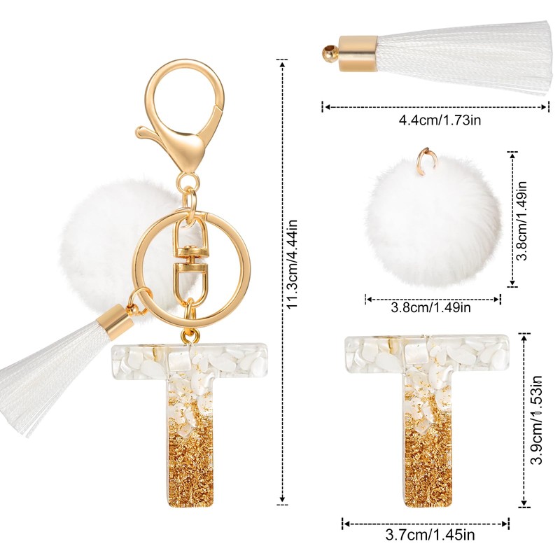 MWOOT Keyring Letter Pompom Tassels, T