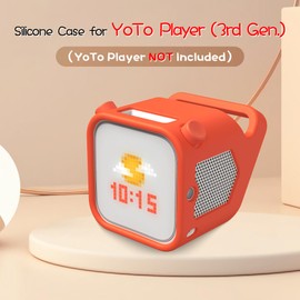 Silicone Case for Yoto Player (3rd Gen.), Silicone Protective Sleeve Case Compatible with Yoto Player, Anti-Slip, Bumps and Wear and TearSilicone Skin Cover with Easy-to-Carry Handle - Orange